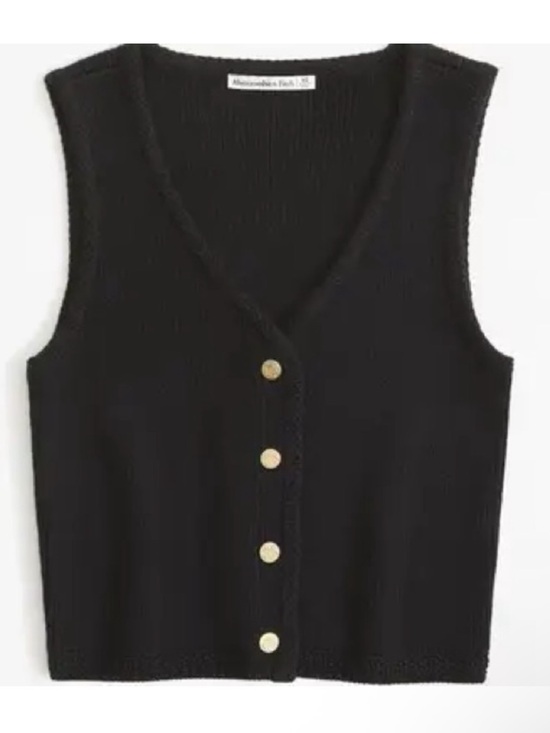 Abercrombie & Fitch Tops - Abercrombie & Fitch Black Sleeveless Knit Button-Front Top